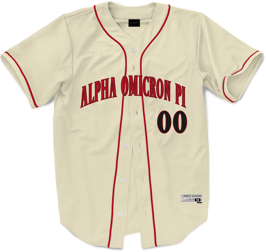 Alpha Omicron Pi - Cream Baseball Jersey Premium Baseball Kinetic Society LLC 