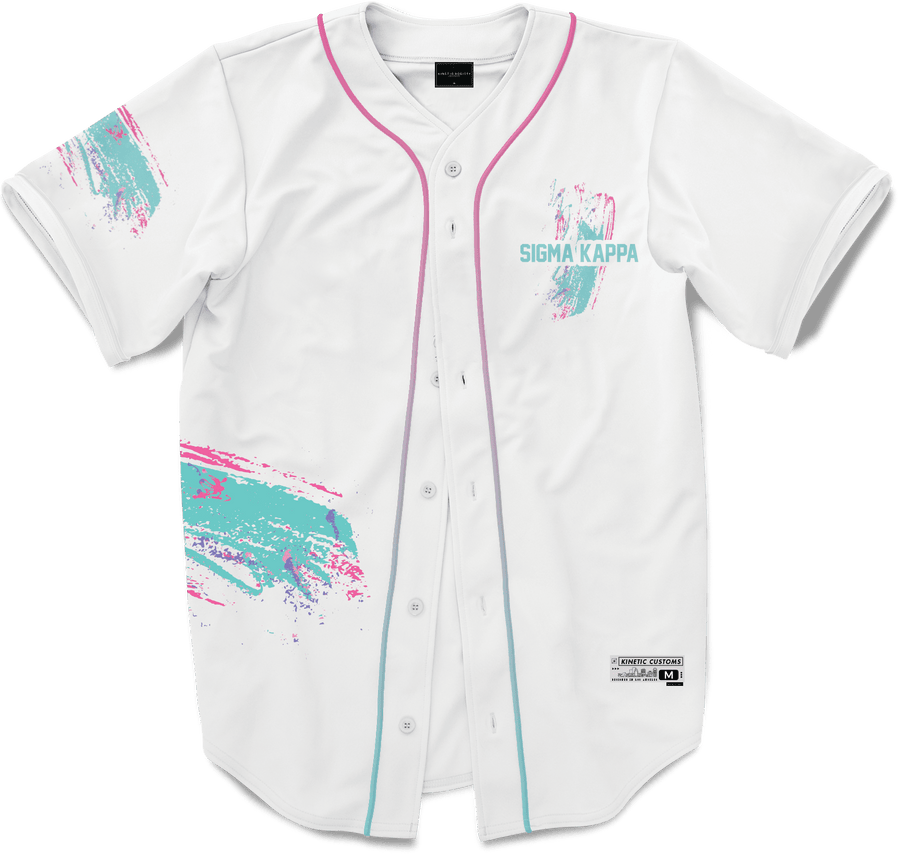 Sigma Kappa - White Miami Beach Splash Baseball Jersey - Kinetic Society
