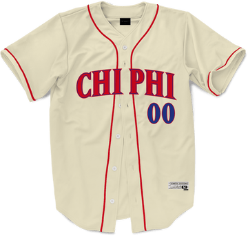 Chi Phi - Cream Baseball Jersey Premium Baseball Kinetic Society LLC 