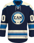 Sigma Alpha Mu - Blue Cream Hockey Jersey - Kinetic Society